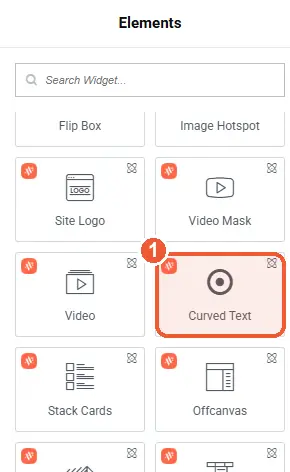 Curved Text in the Elements panel
