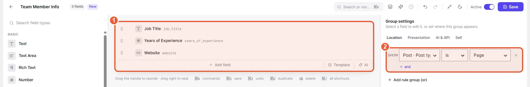 Field group builder