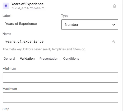 Field settings tabs