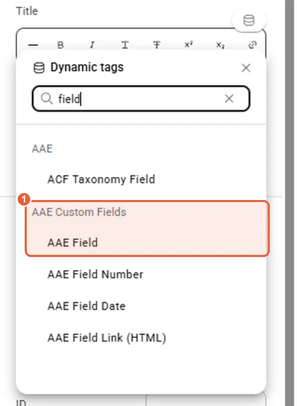 AAE Custom Fields dynamic tags