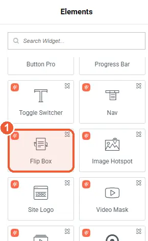 Flip Box in the Elements panel