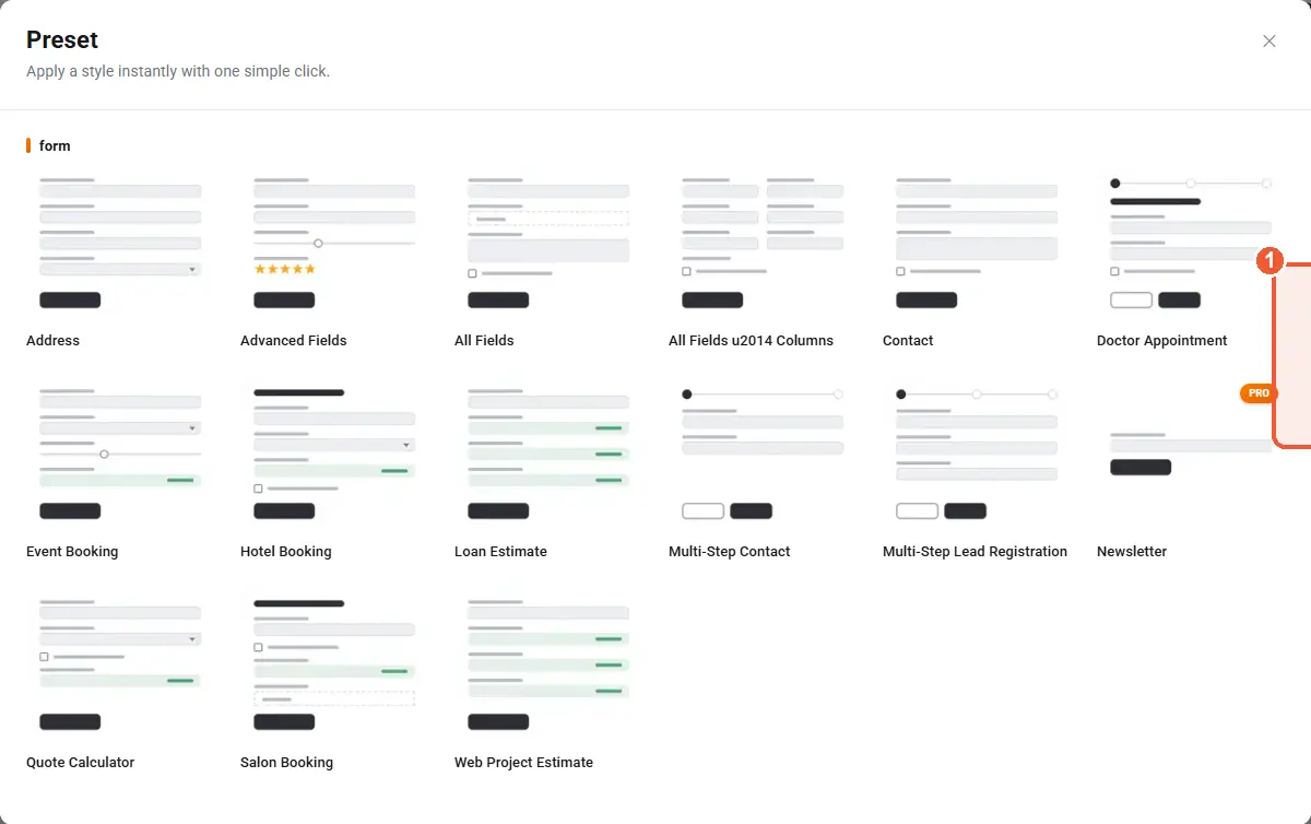 Form presets
