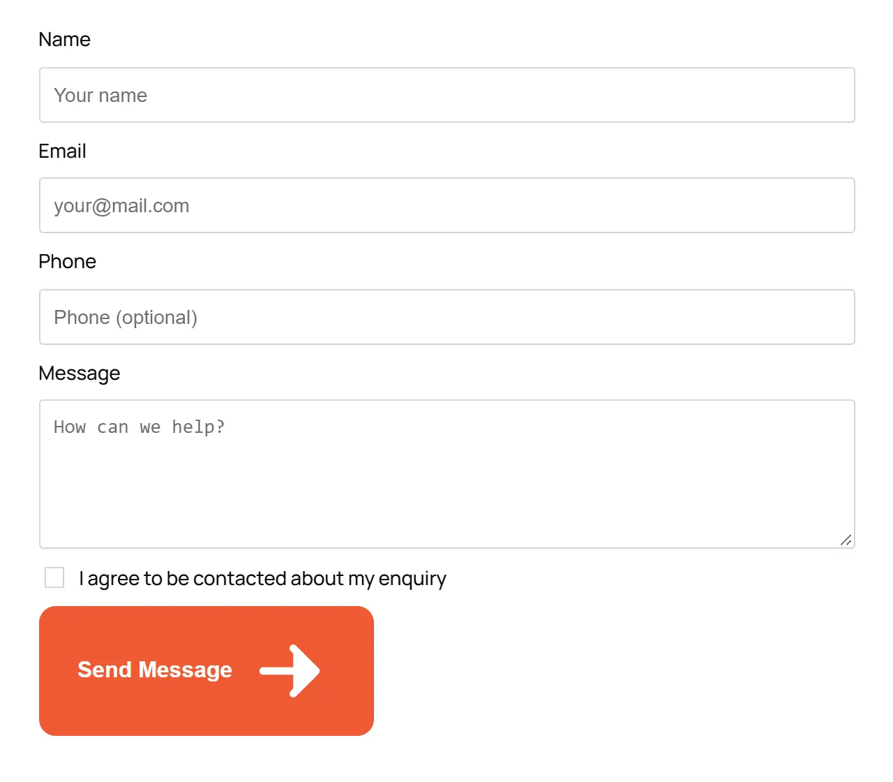 Contact form final result