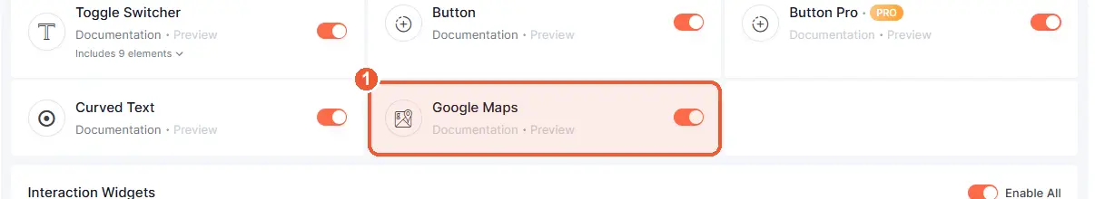 Enable the Google Maps widget