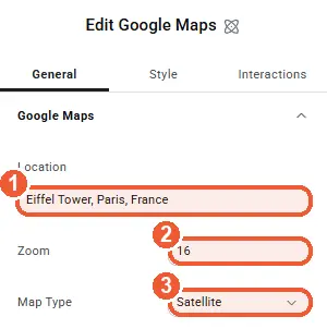 Satellite map settings