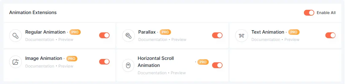 Enable Horizontal Scroll Animation extension