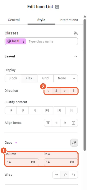Icon List style tab