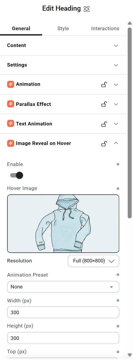 Image Reveal on Hover options