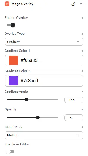 Image Overlay gradient settings