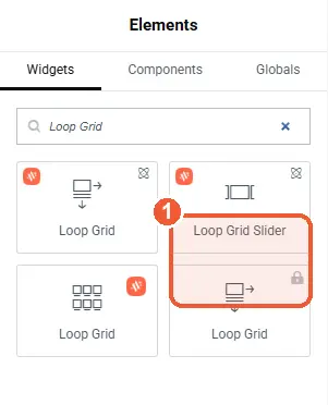 Loop Grid Slider in the Elements panel