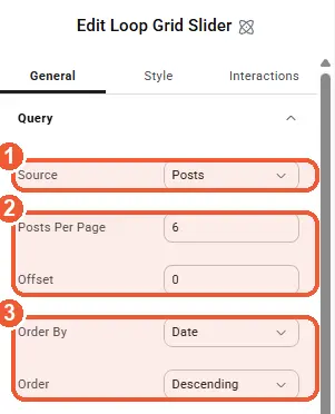 Loop Grid Slider query settings