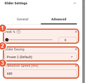 Advanced slider settings
