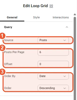 Loop Grid query settings