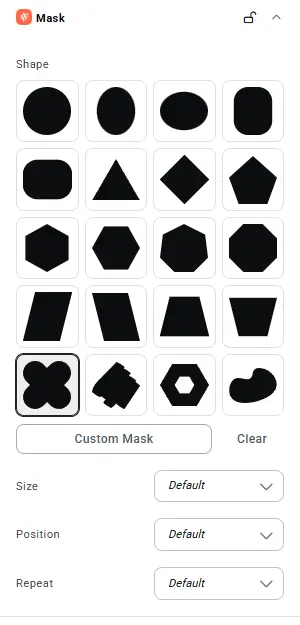 Mask settings after picking a shape