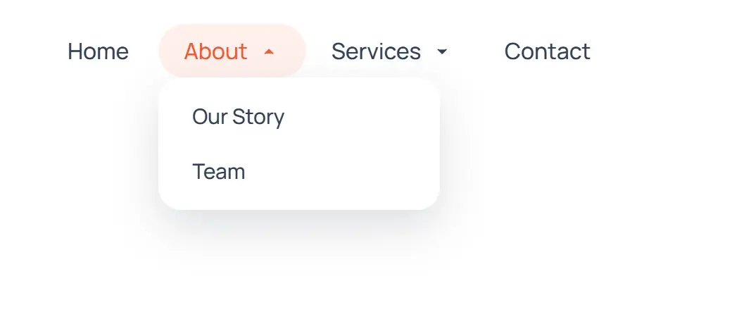 Styled Nav with an open dropdown