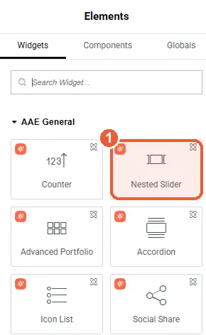 Nested Slider in the Elements panel