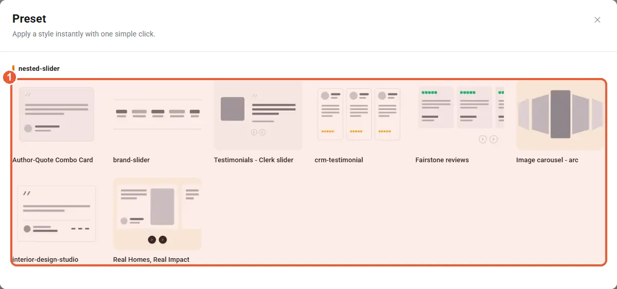 Nested Slider presets