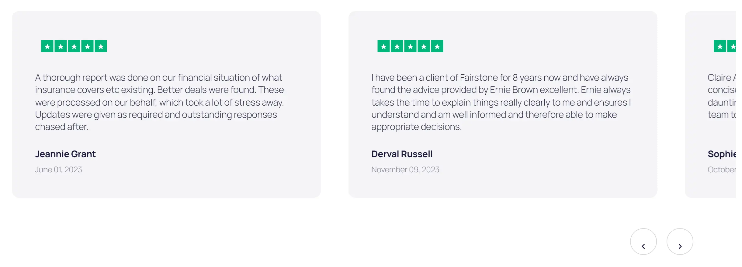 Reviews slider on a live page