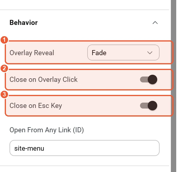Behavior settings