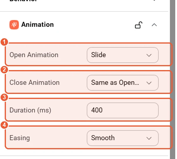 Animation settings