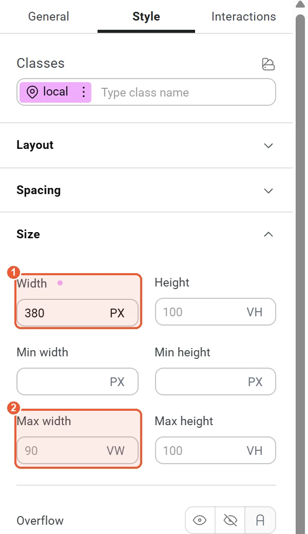 Panel width
