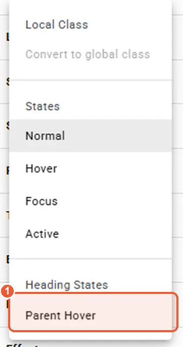 Parent Hover state in the class menu