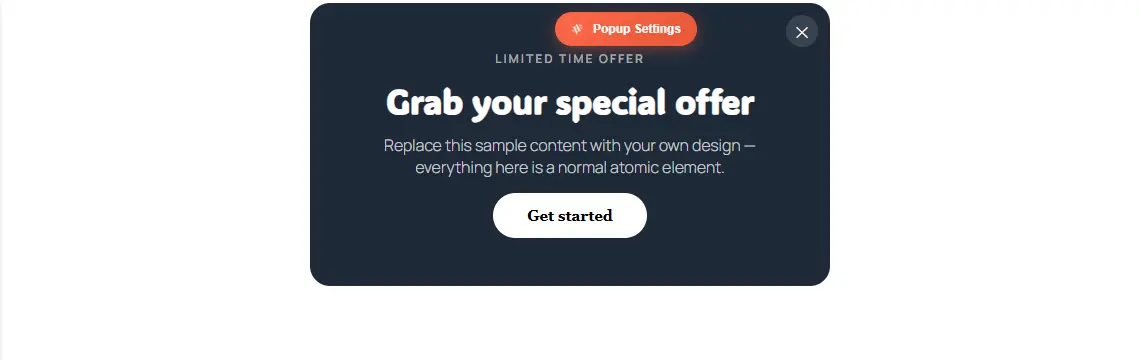 Popup in the Elementor editor