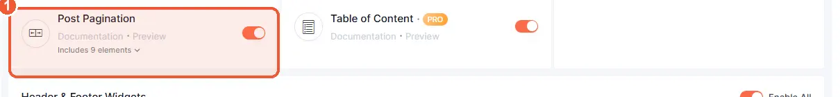 Enable the Post Pagination widget