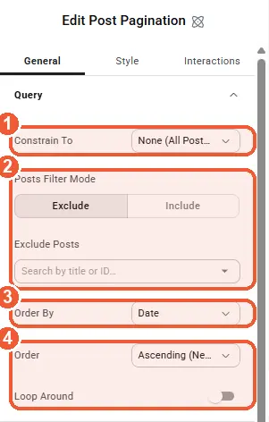 Post Pagination query settings