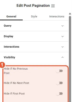 Visibility settings
