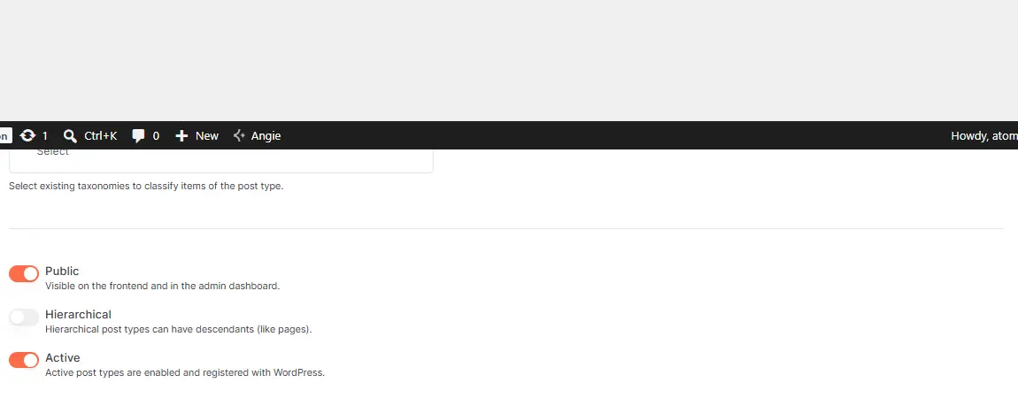 Advance settings tabs