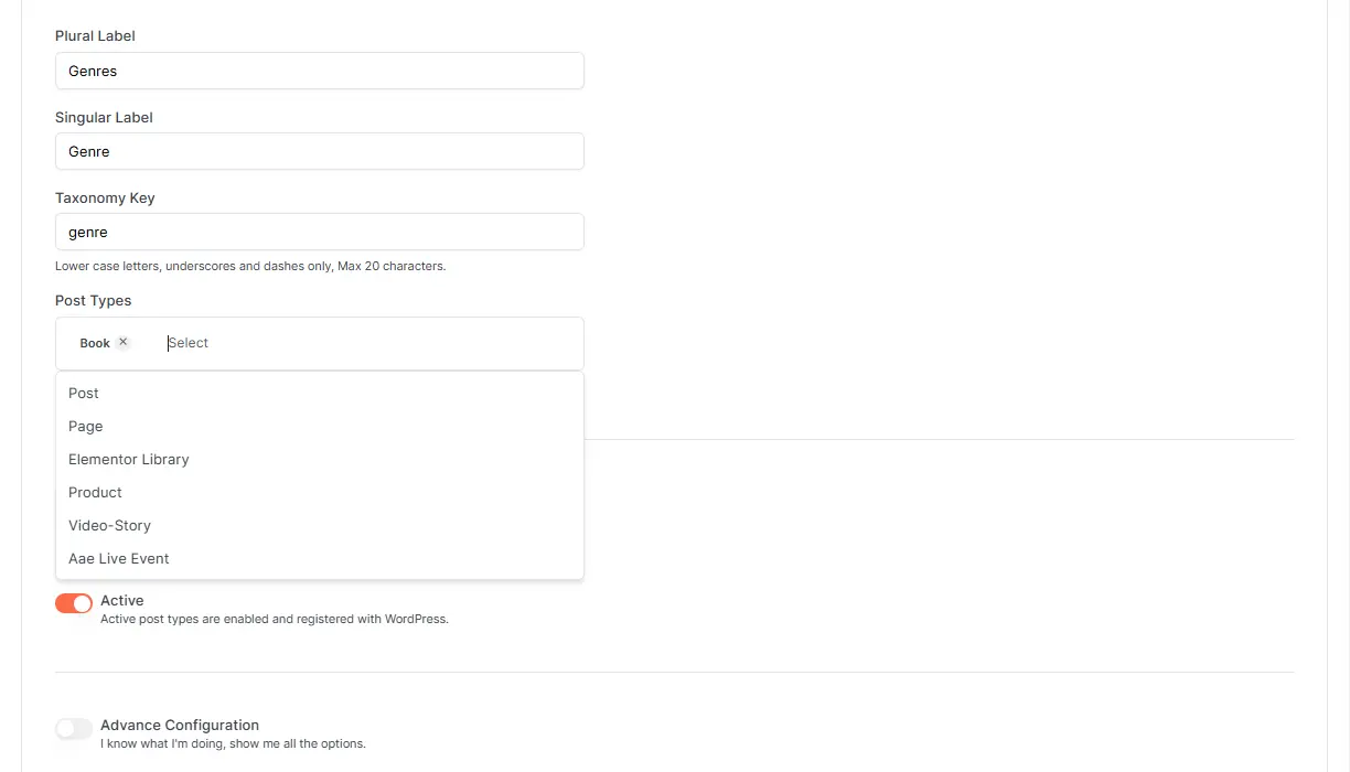 New taxonomy form