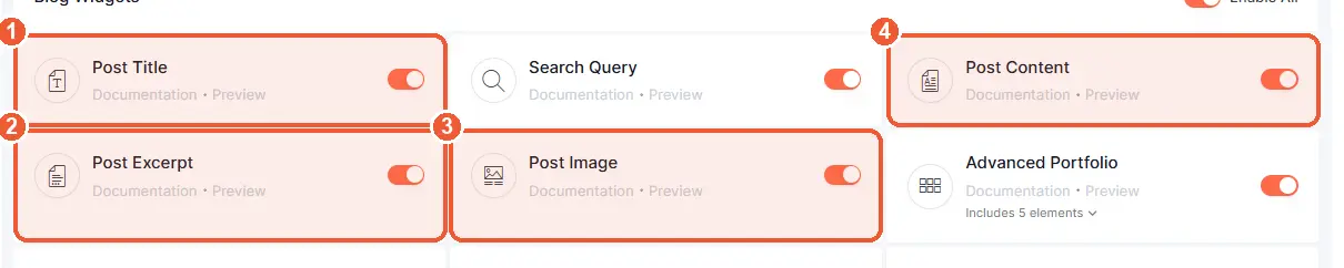 Enable the post widgets