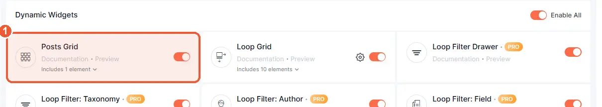 Enable the Posts Grid widget