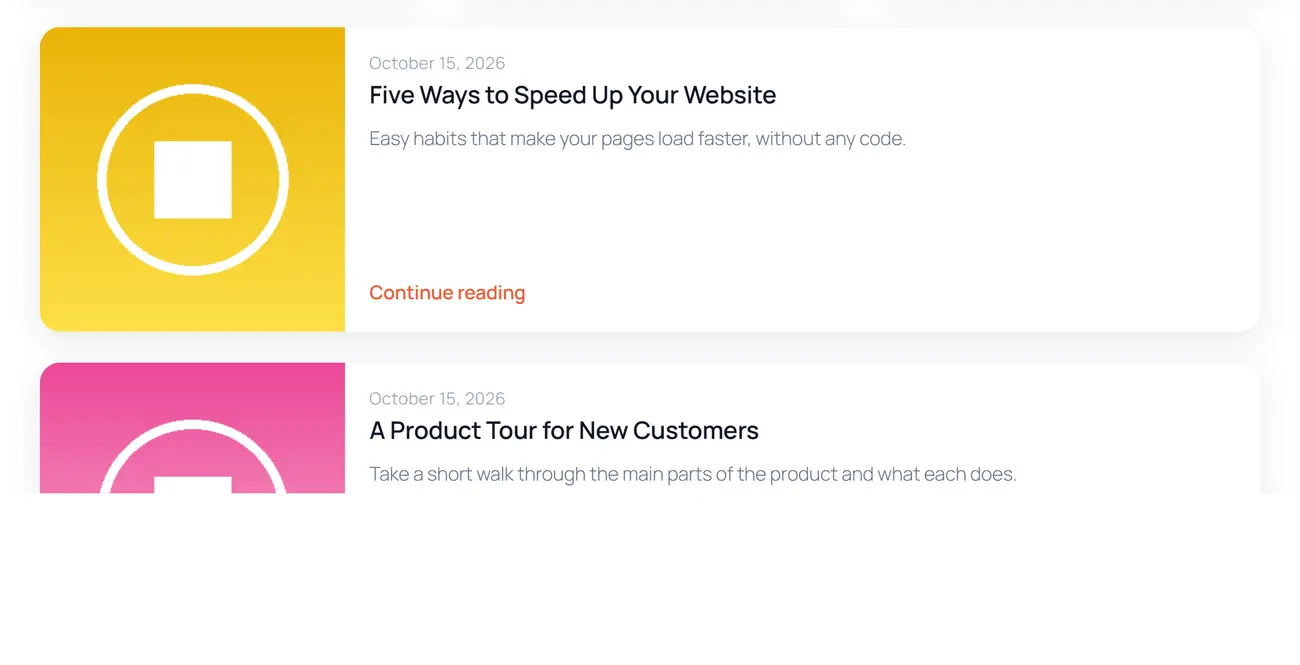 Posts in a list layout
