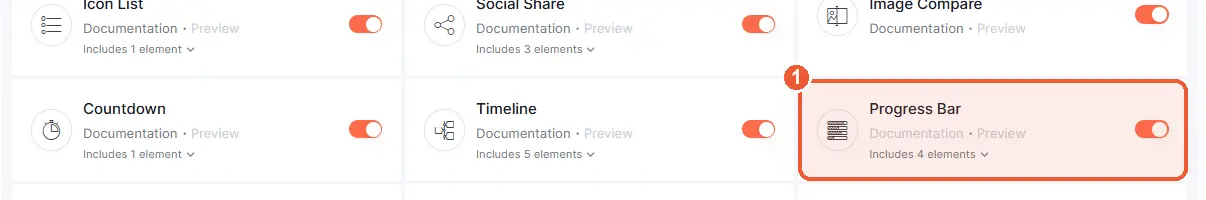 Enable the Progress Bar widget