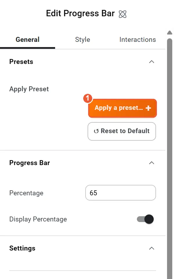 Apply a preset button