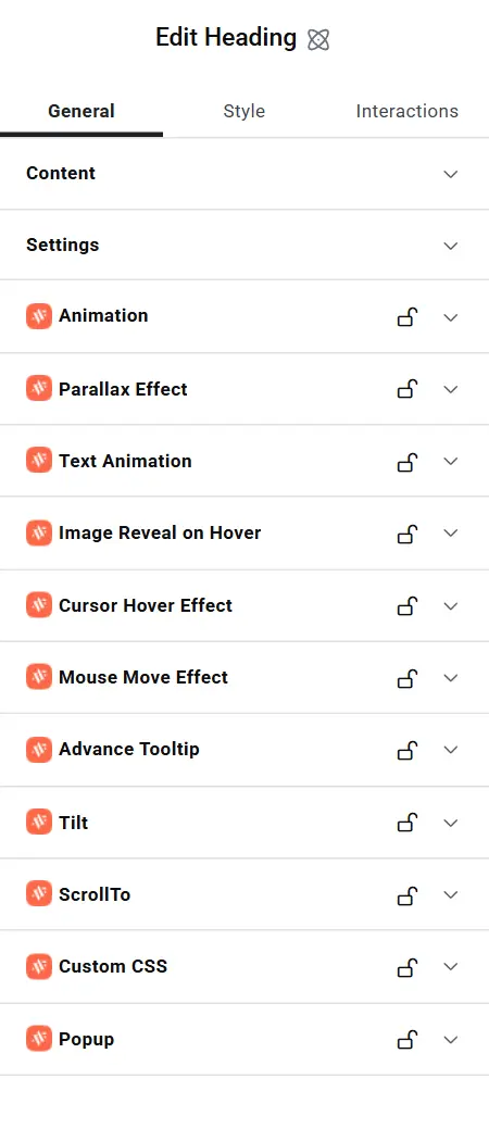 Animation section in the General tab