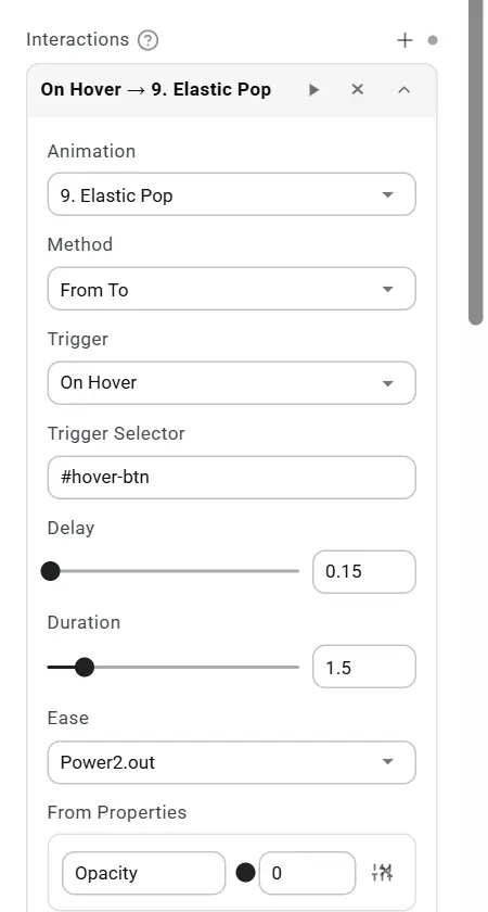 Trigger Selector set to the button ID