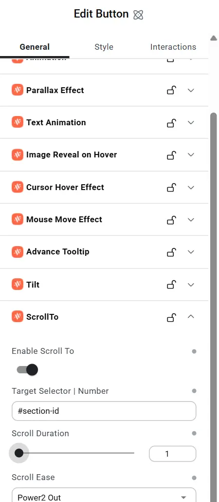 Scroll To options