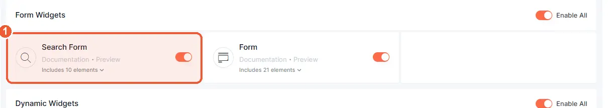 Enable the Search Form widget