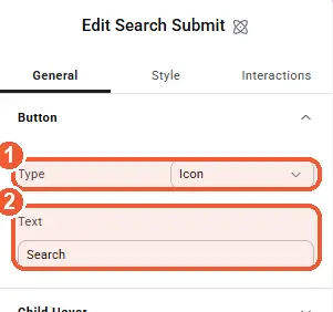 Search Submit settings