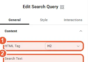 Search Query settings