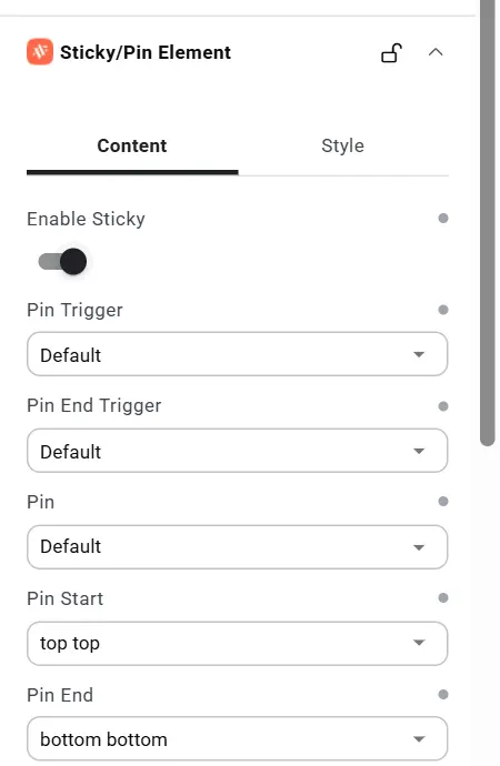 Sticky options after Enable Sticky