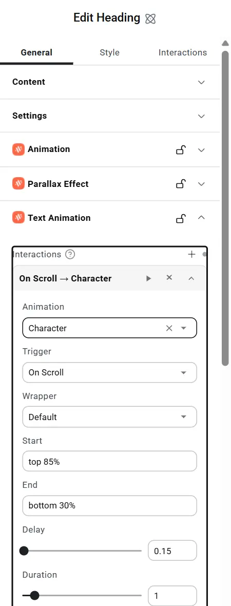 A text interaction with its options