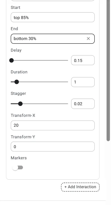 Delay, Duration, Stagger and Transform