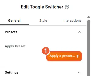 Apply a preset button
