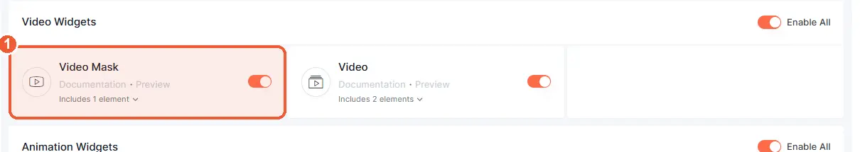 Enable the Video Mask widget