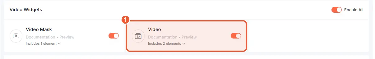 Enable the Video widget