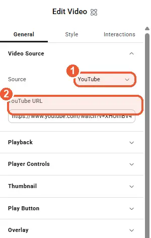 Video source settings
